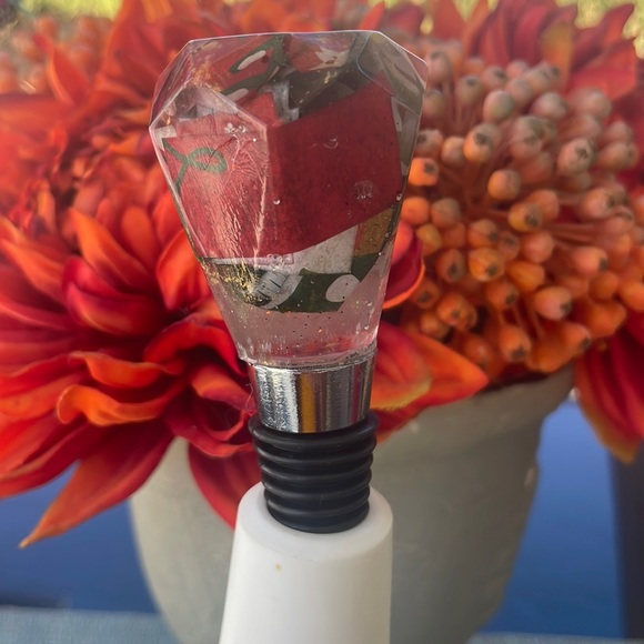 XMAS Handmade Festive Holiday Diamond Top Wine Stop Red - Picture 5 of 13